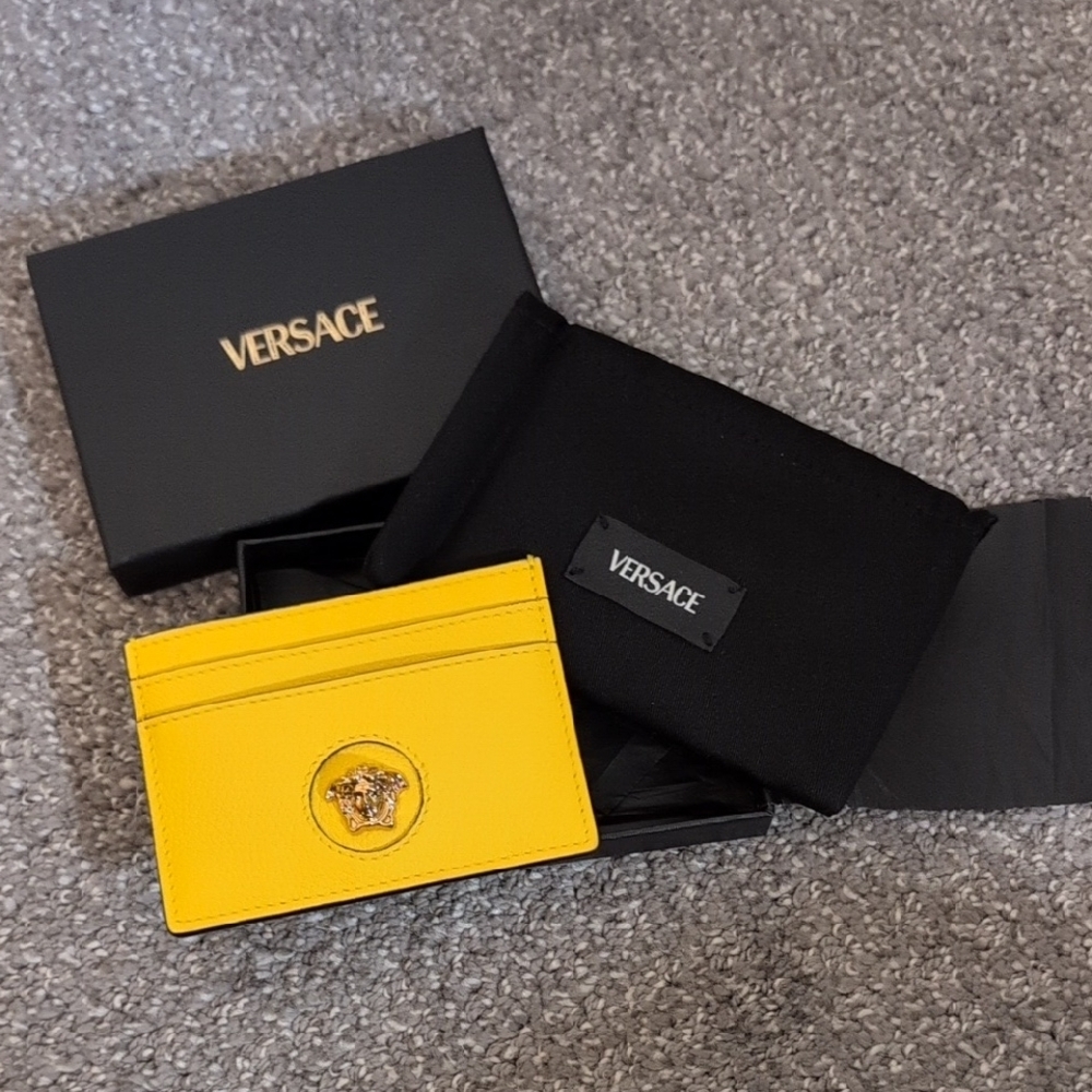 Versace Bright Yellow Card Holder NIB